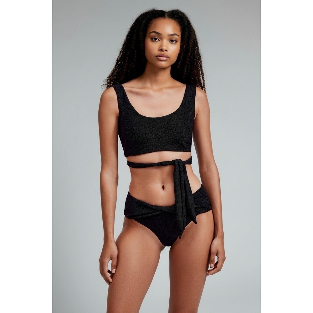Devon Windsor Scarlett Top Elsa Bottom‎ Bikini Set Black Small NWT